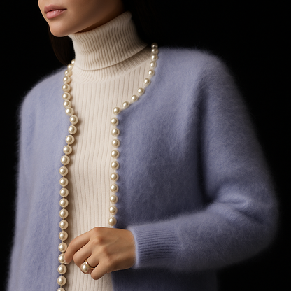 Women's Beaded Fluffy Cropped Cardigan