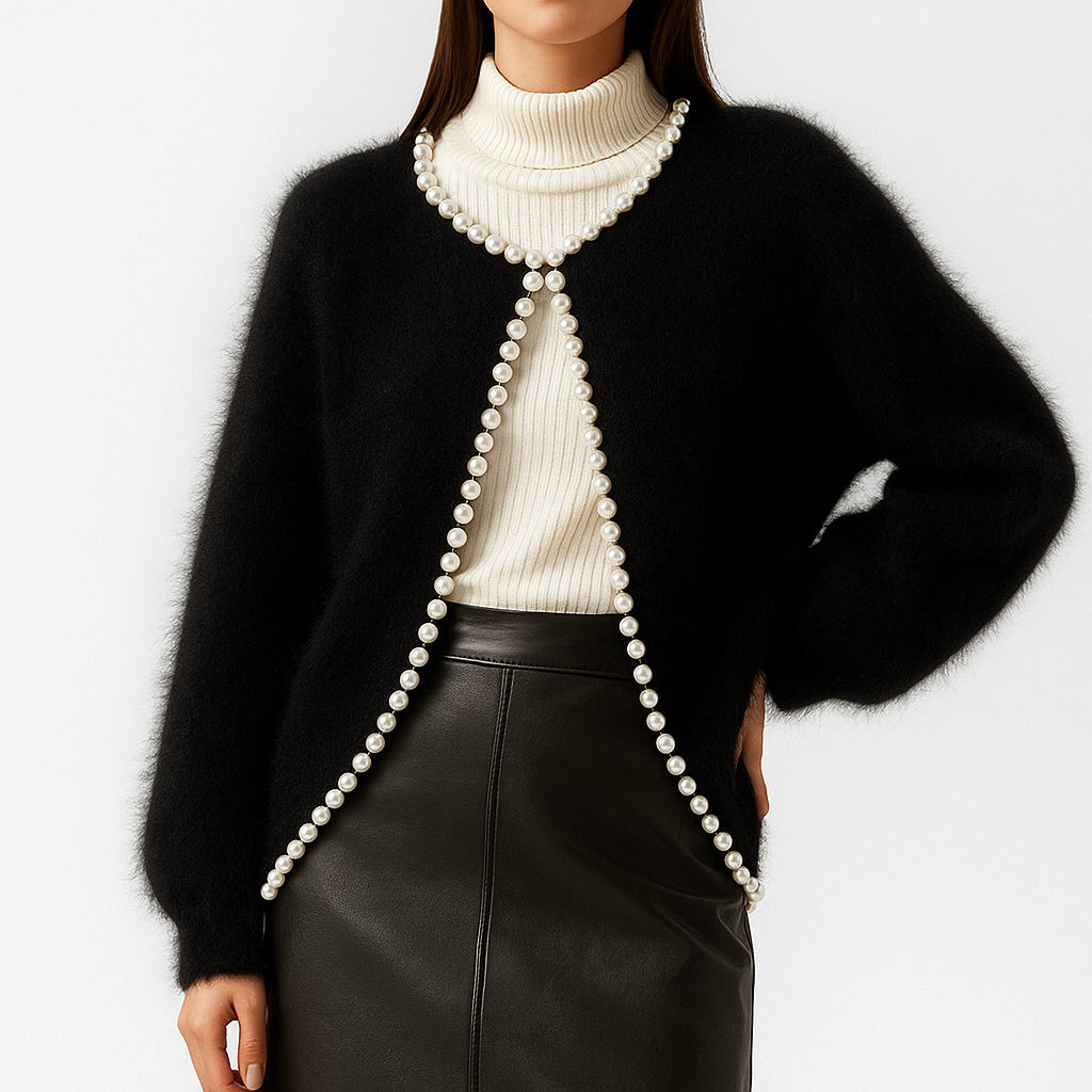 Women's Beaded Fluffy Cropped Cardigan