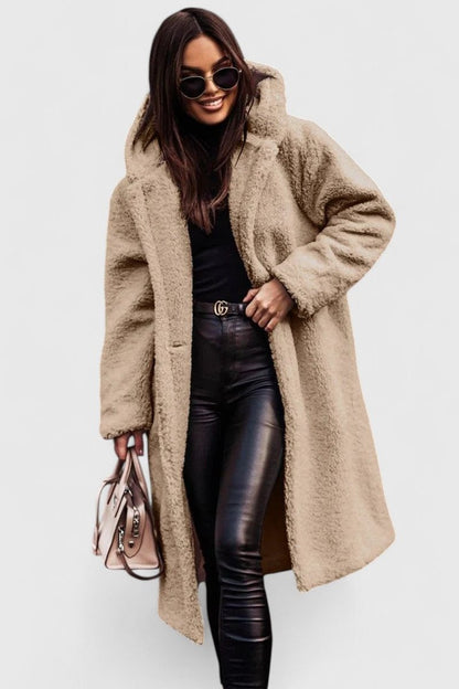 Women's Oversized Longline Teddy Fleece Coat