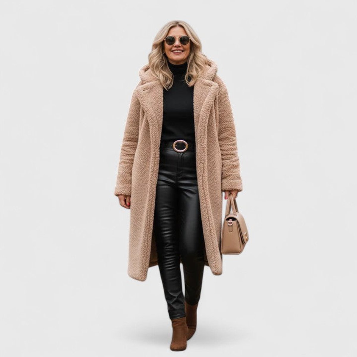Women's Oversized Longline Teddy Fleece Coat