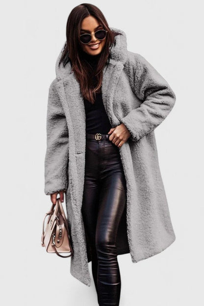 Women's Oversized Longline Teddy Fleece Coat