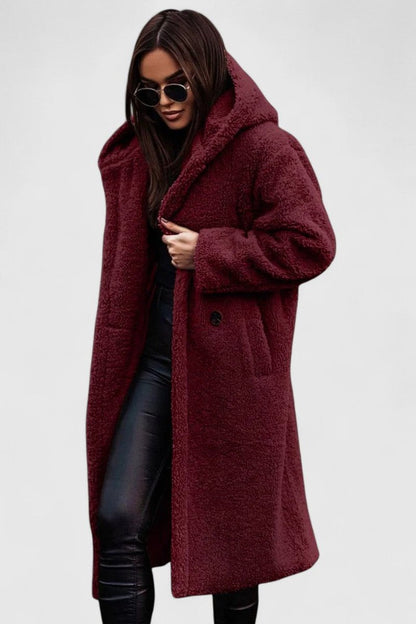 Women's Oversized Longline Teddy Fleece Coat