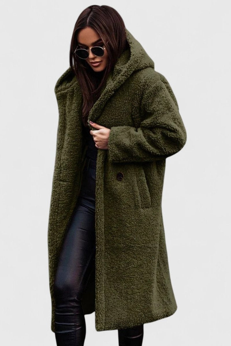 Women's Oversized Longline Teddy Fleece Coat
