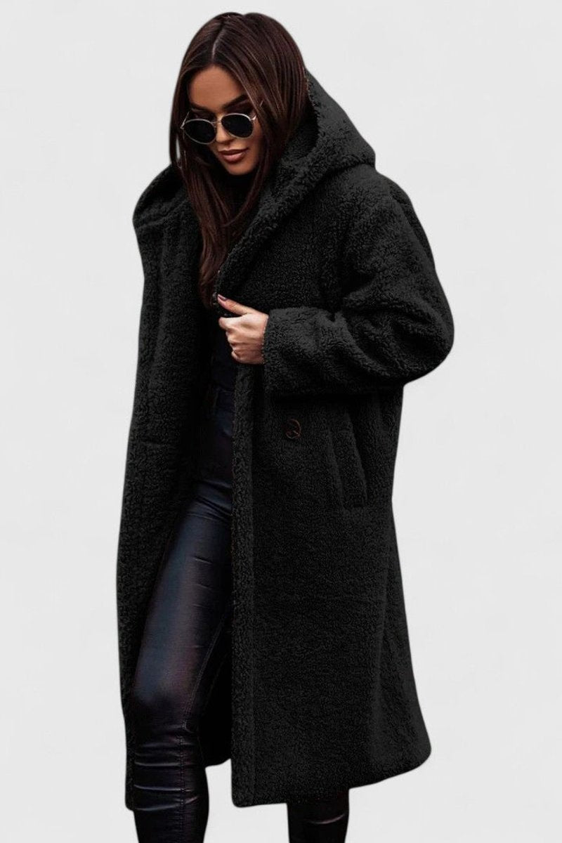 Women's Oversized Longline Teddy Fleece Coat