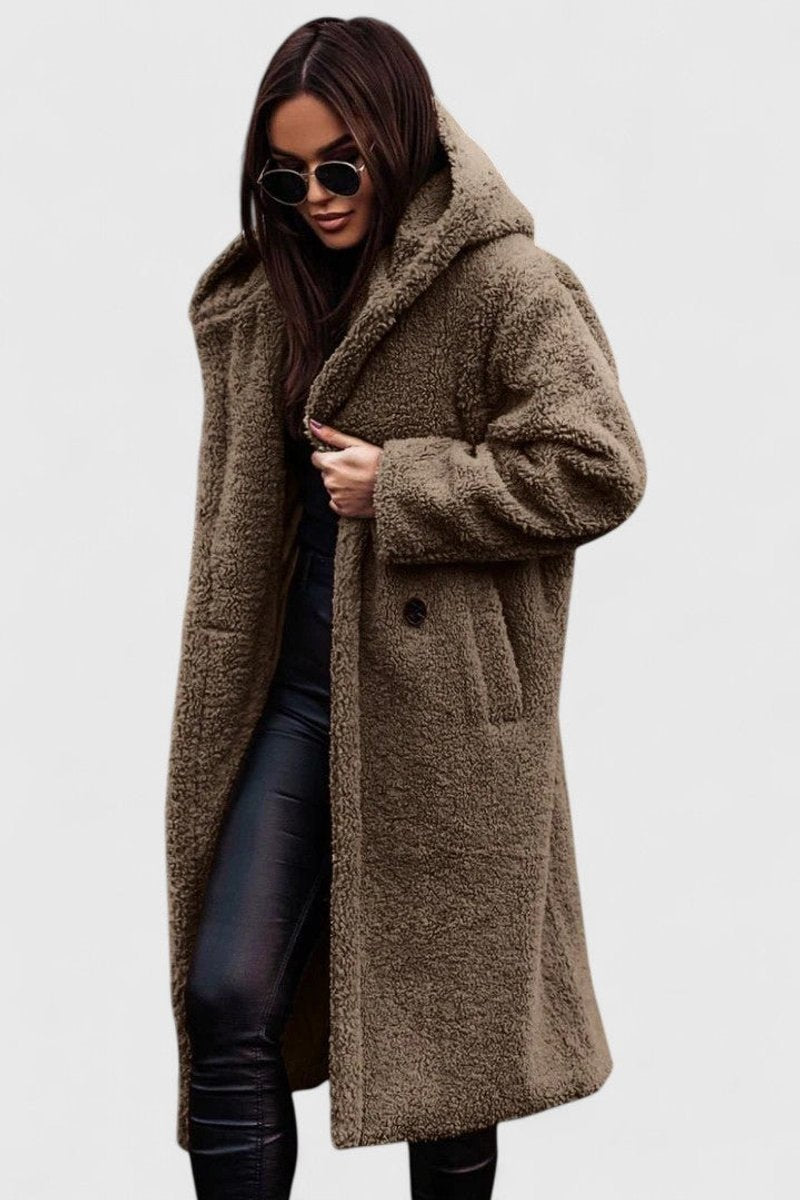 Women's Oversized Longline Teddy Fleece Coat