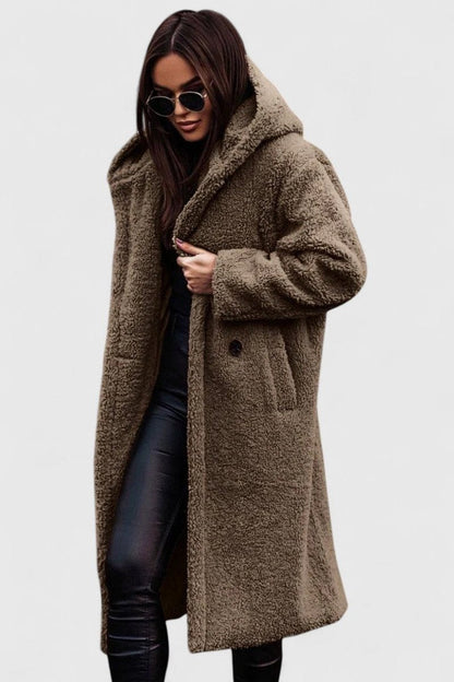 Women's Oversized Longline Teddy Fleece Coat