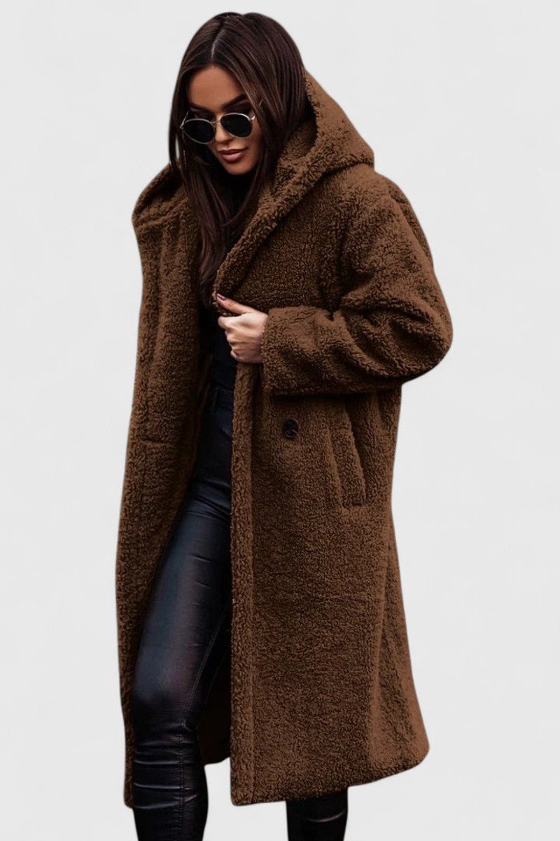 Women's Oversized Longline Teddy Fleece Coat