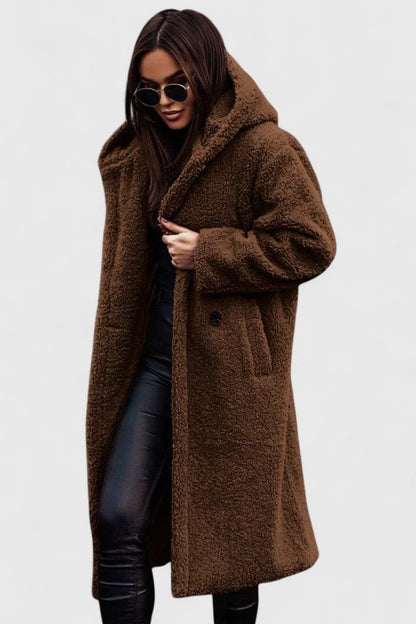 Women's Oversized Longline Teddy Fleece Coat