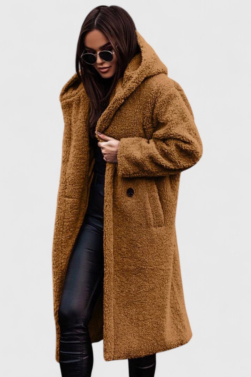 Women's Oversized Longline Teddy Fleece Coat