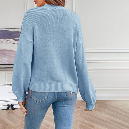 Women's 3D Floral Open-Front Knit Cardigan