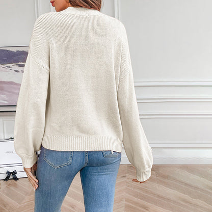 Women's 3D Floral Open-Front Knit Cardigan
