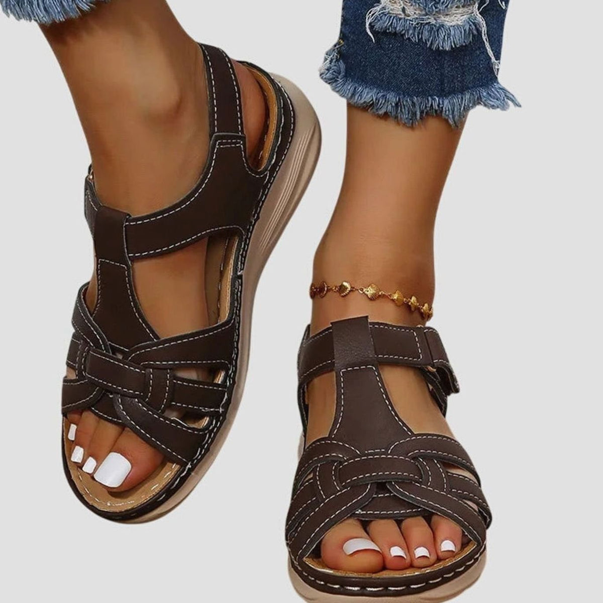 Women's Orthopaedic Woven Strap Wedge Sandals