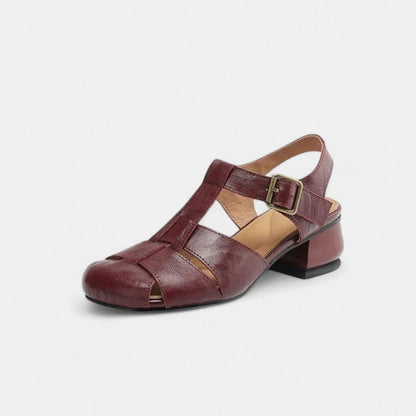 Women's Orthopaedic Woven T-Bar Block-Heel Sandals