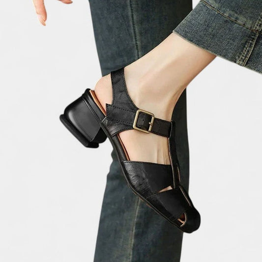 Women's Orthopaedic Woven T-Bar Block-Heel Sandals