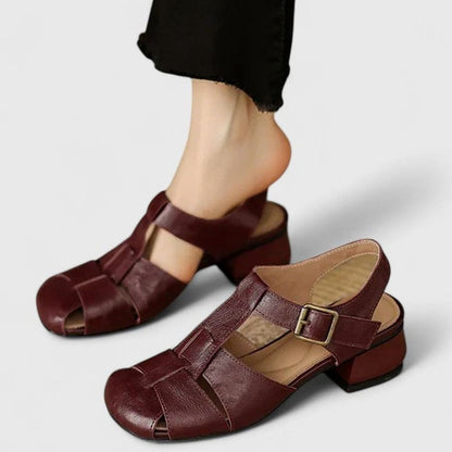 Women's Orthopaedic Woven T-Bar Block-Heel Sandals
