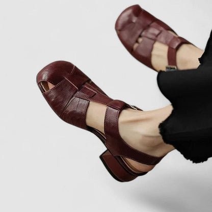 Women's Orthopaedic Woven T-Bar Block-Heel Sandals