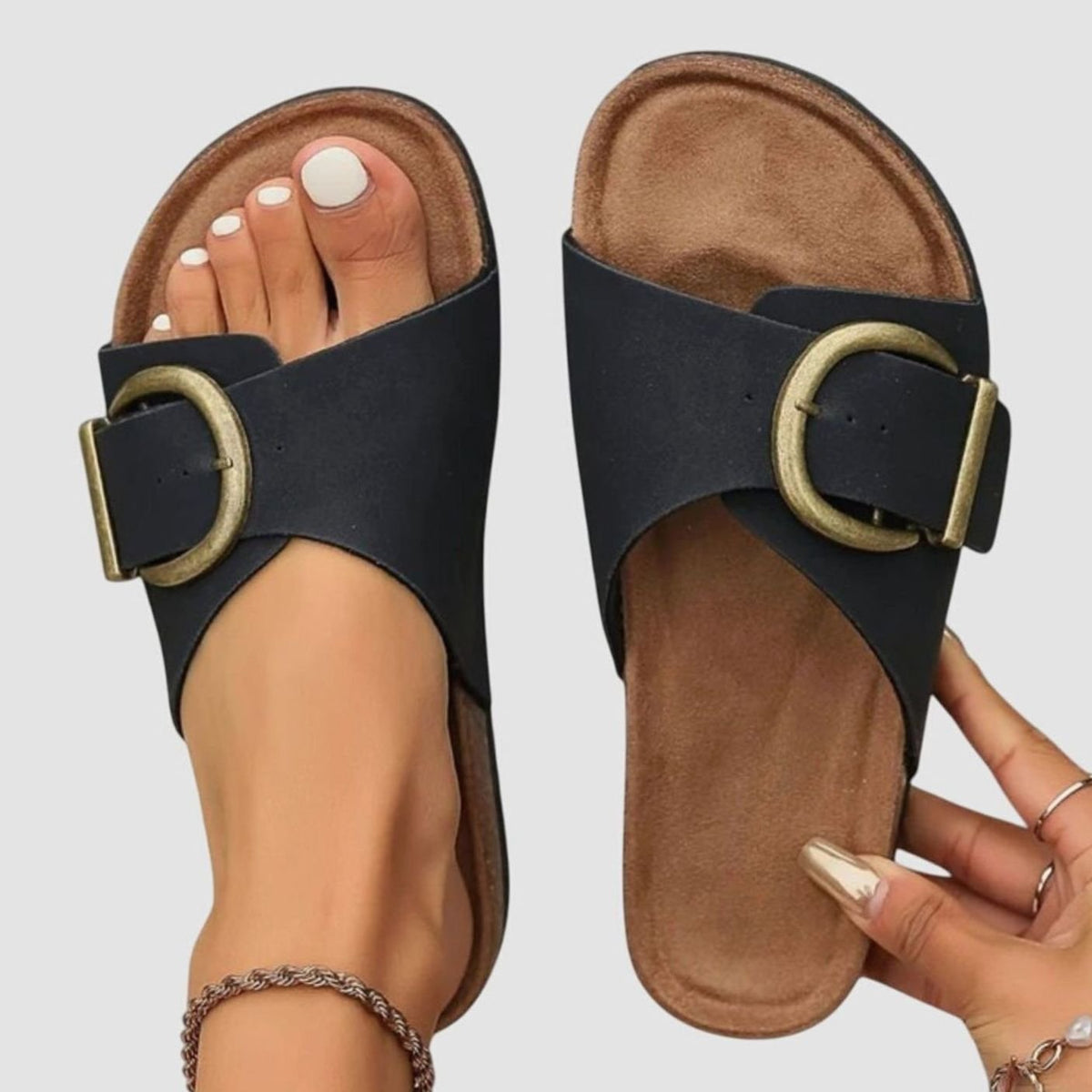 Women's Orthopaedic Buckle-Strap Slide Sandals