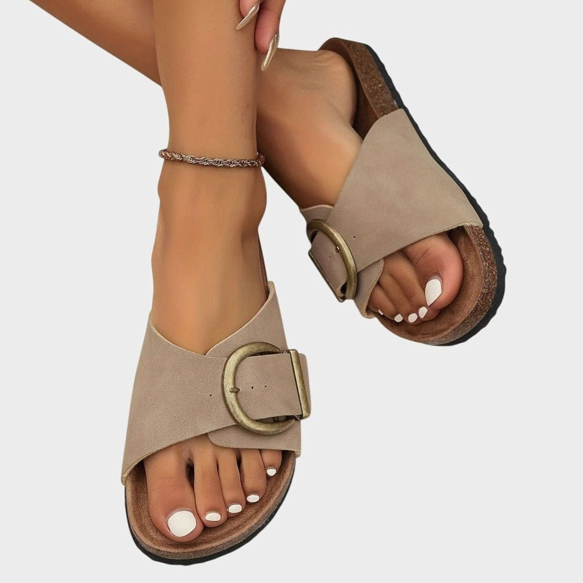 Women's Orthopaedic Buckle-Strap Slide Sandals