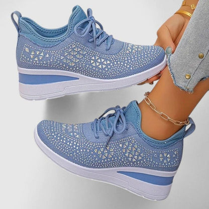 Women's Orthopaedic Rhinestone Knit Wedge Trainers