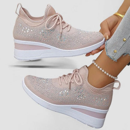 Women's Orthopaedic Rhinestone Knit Wedge Trainers
