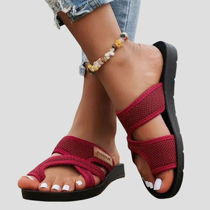 Women's Orthopaedic Cross-Strap Flat Sandals with Arch Support