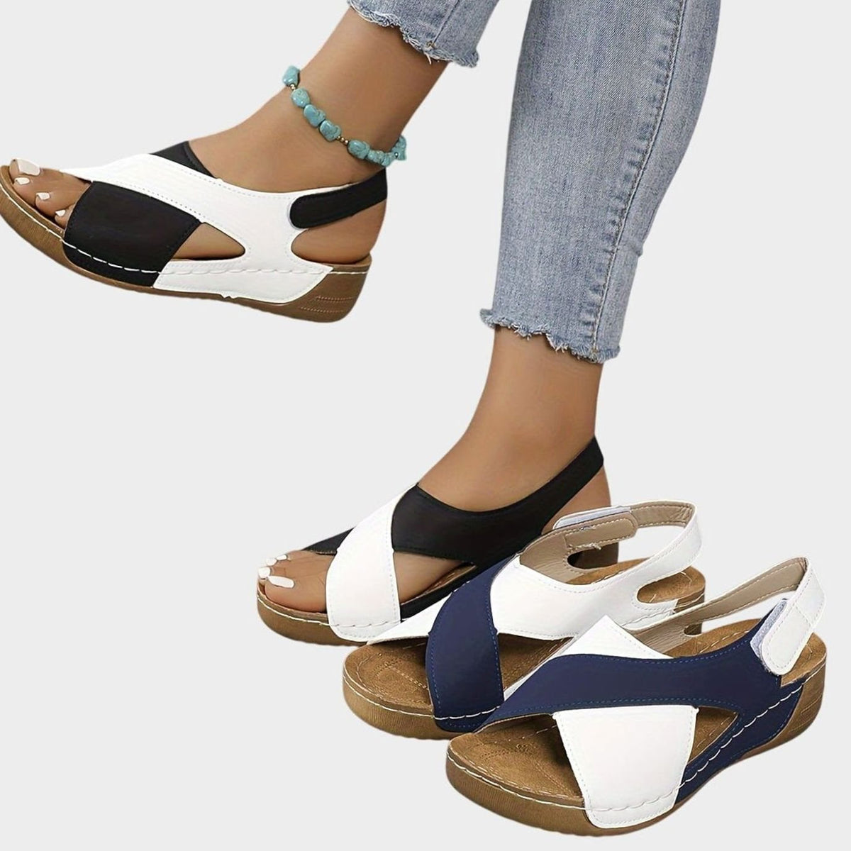 Women's Orthopaedic Wedge Slingback Sandals with Arch Support