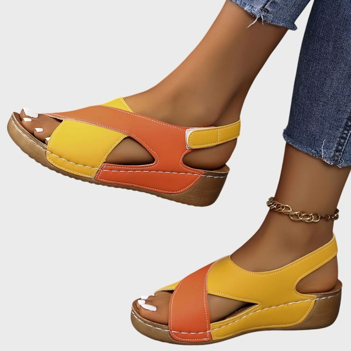 Women's Orthopaedic Wedge Slingback Sandals with Arch Support
