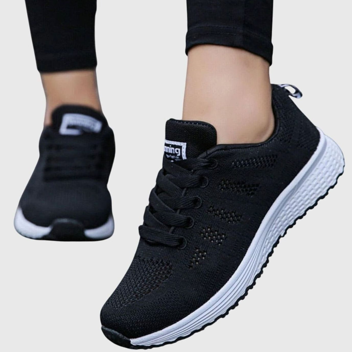 Women's Orthopaedic Cushioned Knit Lace-Up Trainers