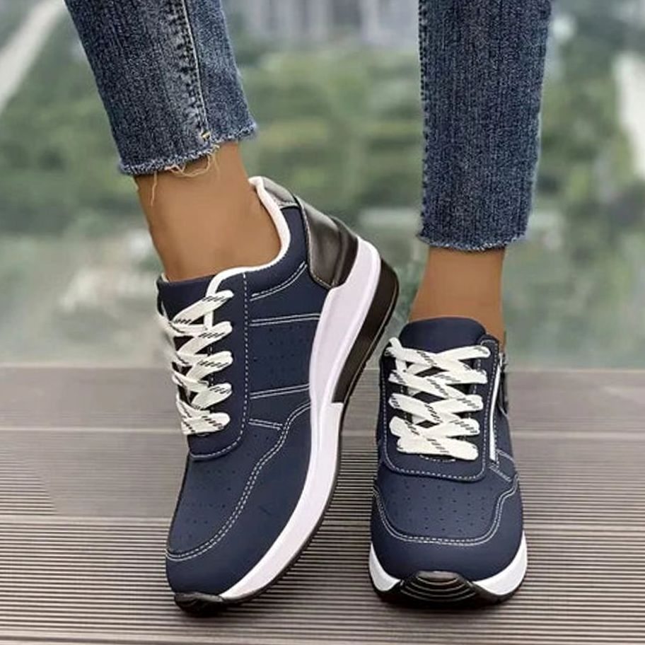 Women's Orthopaedic Side-Zip Lace-Up Wedge Trainers