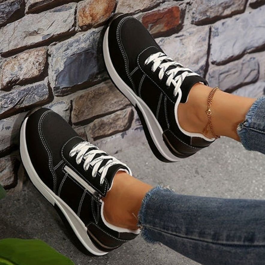 Women's Orthopaedic Side-Zip Lace-Up Wedge Trainers