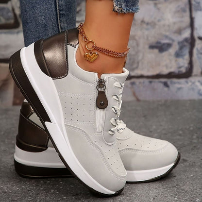 Women's Orthopaedic Side-Zip Lace-Up Wedge Trainers