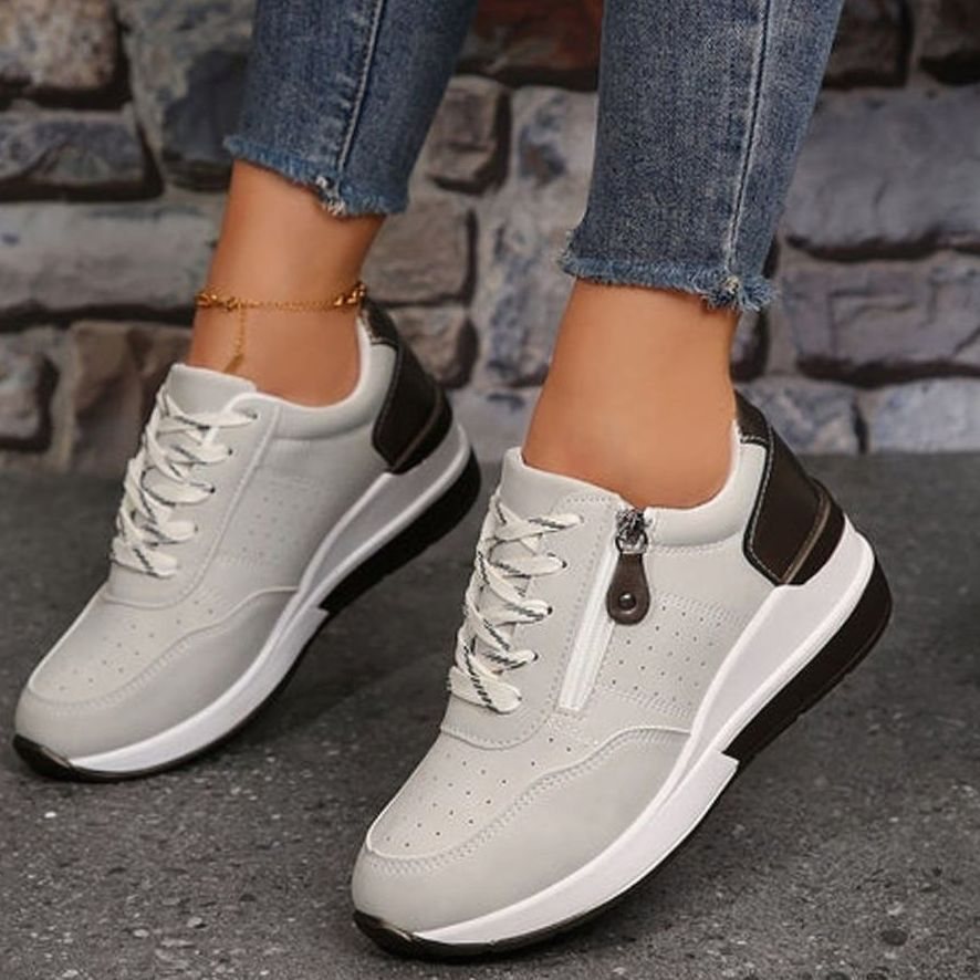 Women's Orthopaedic Side-Zip Lace-Up Wedge Trainers