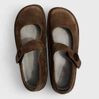 Women's Orthopaedic Wide-Fit Suede-Look Mary Jane Shoes