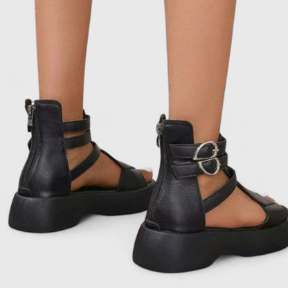 Women's Orthopaedic Multi-Strap Platform Sandals with Zip Fastening