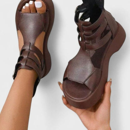 Women's Orthopaedic Multi-Strap Platform Sandals with Zip Fastening