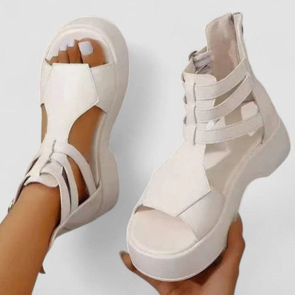 Women's Orthopaedic Multi-Strap Platform Sandals with Zip Fastening