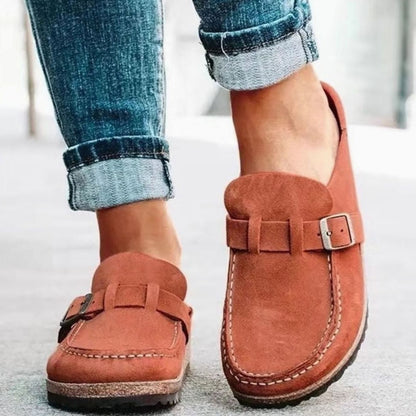 Women's Orthopaedic Suede-Look Buckle-Strap Slip-On Loafers