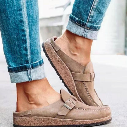 Women's Orthopaedic Suede-Look Buckle-Strap Slip-On Loafers
