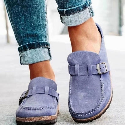 Women's Orthopaedic Suede-Look Buckle-Strap Slip-On Loafers