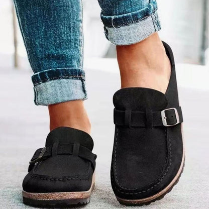 Women's Orthopaedic Suede-Look Buckle-Strap Slip-On Loafers