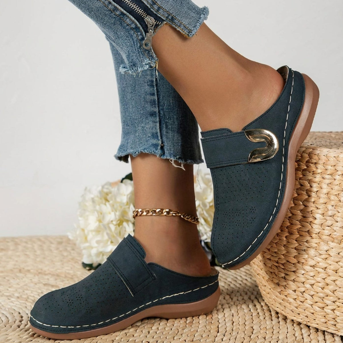 Women's Orthopaedic Hook-and-Loop Mule Slippers