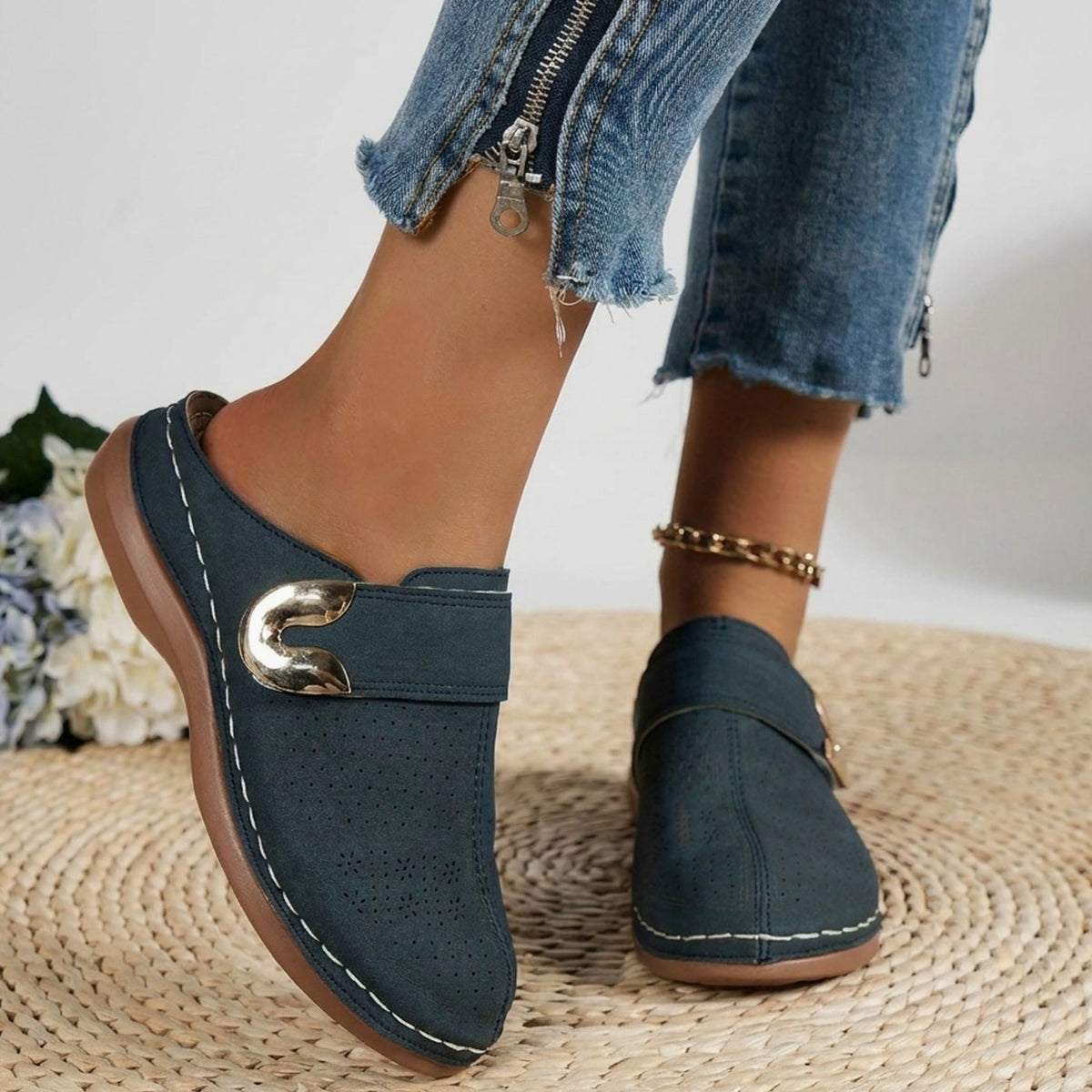 Women's Orthopaedic Hook-and-Loop Mule Slippers
