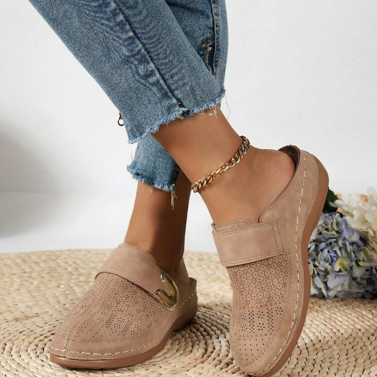 Women's Orthopaedic Hook-and-Loop Mule Slippers