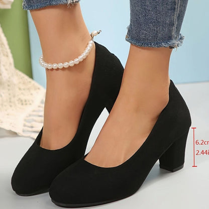 Women's Orthopaedic Wide-Fit Block-Heel Court Shoes