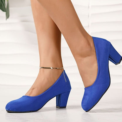 Women's Orthopaedic Wide-Fit Block-Heel Court Shoes