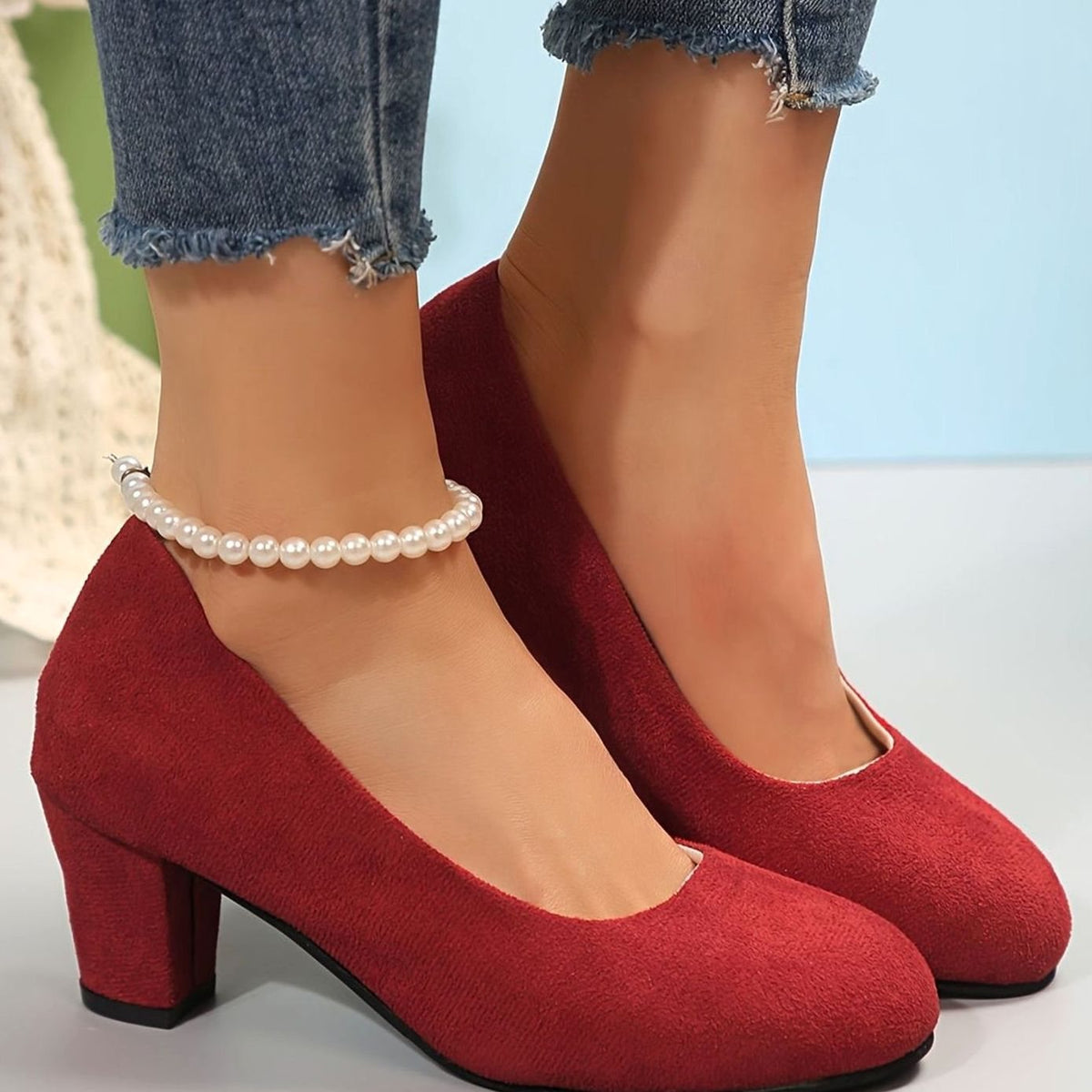Women's Orthopaedic Wide-Fit Block-Heel Court Shoes