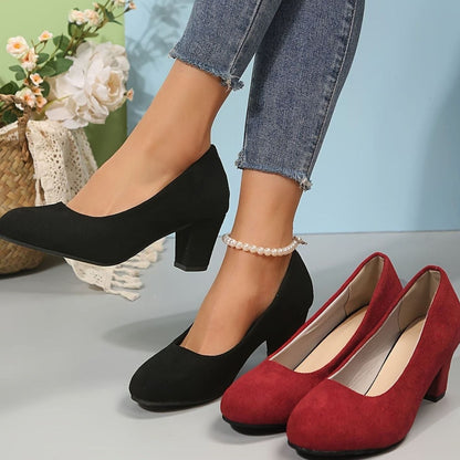 Women's Orthopaedic Wide-Fit Block-Heel Court Shoes