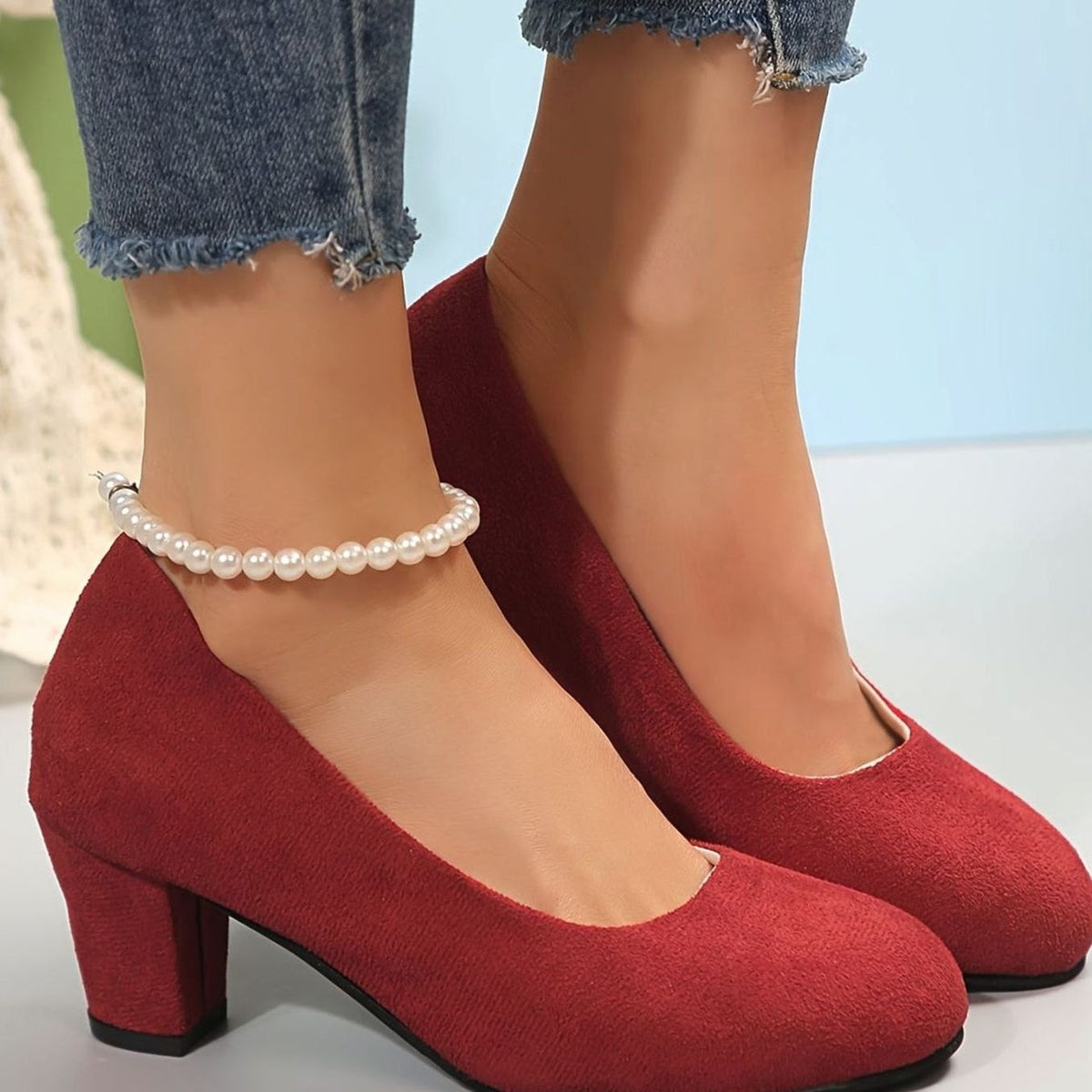 Women's Orthopaedic Wide-Fit Block-Heel Court Shoes