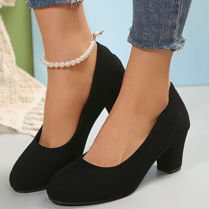 Women's Orthopaedic Wide-Fit Block-Heel Court Shoes