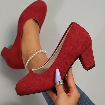 Women's Orthopaedic Wide-Fit Block-Heel Court Shoes